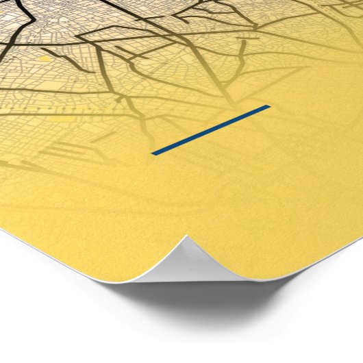 Tokyo - Japan Yellow City Map ポスター (角)