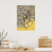 Tokyo - Japan Yellow City Map ポスター (キッチン)