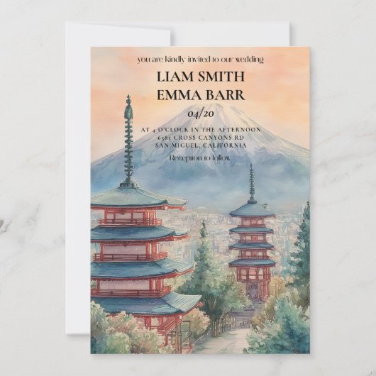 Tokyo Japanese Wedding Invitation 招待状 (正面)