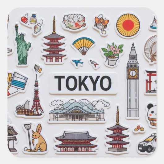 Tokyo Kawaii Sticker Bomb: Japan Pop Edition スクエアシール (正面)