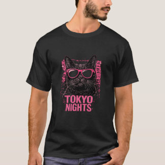 Tokyo Nights Cat T-Shirt – Cool Cat with Glasses Tシャツ