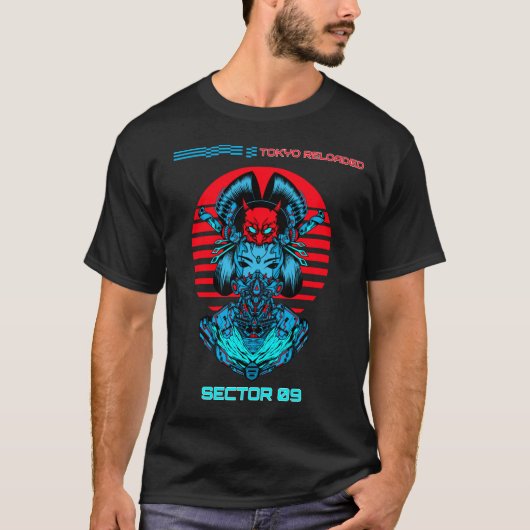 Tokyo Reloaded - サイバーパンク侍芸者日本 Tシャツ (正面)