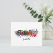 Tokyo skyline in watercolor ポストカード (スタンド正面)