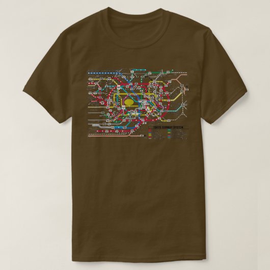 Tokyo Subway Map - Map of the Tokyo Subway System Tシャツ (デザイン正面)