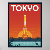 Tokyo Tower Japan travel Retro gifts ポスター (正面)
