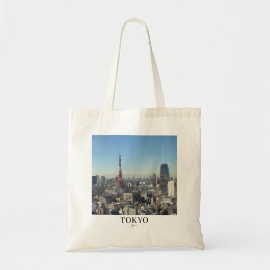Tokyo Tower Watercolor Travel Poster Tote Bag  トートバッグ (正面)