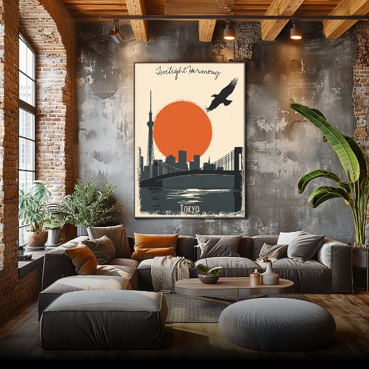 Tokyo Twilight – ミニマルなスカイラインリフレクション ポスター