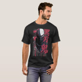 Tokyo Yami - 黒い刃の悪魔の日本語タイポグラフィ Tシャツ (正面フル)