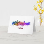 Toledo OH skyline in watercolor カード (黄色い花)