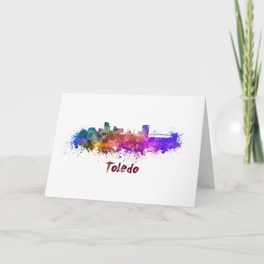 Toledo OH skyline in watercolor カード (正面)