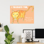 Tolerant Apathetic Orange Cat ポスター (ホームオフィス)