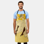 Tolouse-Lautrec Dancing Girls Yellow Poster Art エプロン (着用した状態)