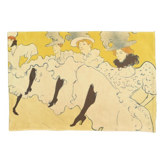 Tolouse-Lautrec Dancing Girls Yellow Poster Art 枕カバー (正面)