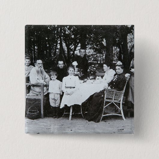 Tolstoy作家レオN.の家族のポートレート 缶バッジ (正面)