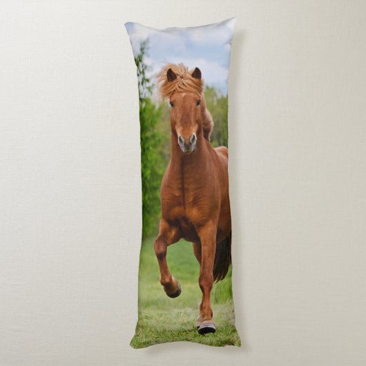 Töltのおもしろいな写真の馬好きのアイスランドの子馬 ボディピロー (裏面 (縦))