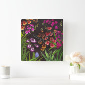 Tolumnia Equitant Oncidiumの蘭によっては壁のCloが開花します スクエア壁時計 (ホーム)