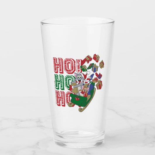 TomとJerryがそりにプレゼントを届ける タンブラーグラス (正面)