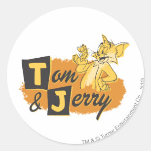 TomとJerry Mouse In Pawロゴ ラウンドシール
