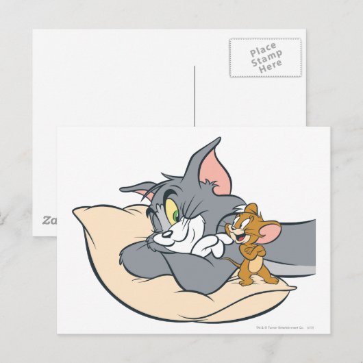 Tom and Jerry On Pillow ポストカード (正面/裏面)
