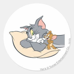 Tom and Jerry On Pillow ラウンドシール