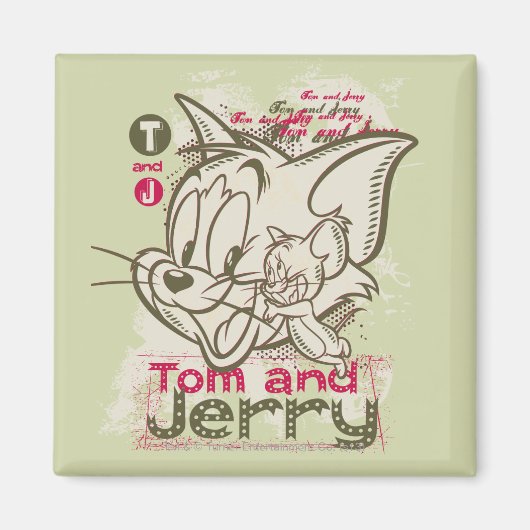 Tom and Jerry Pink and Green マグネット (正面)