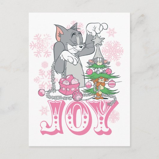 Tom, Jerry, and Nibbles Decorating Joy シーズンポストカード (正面)