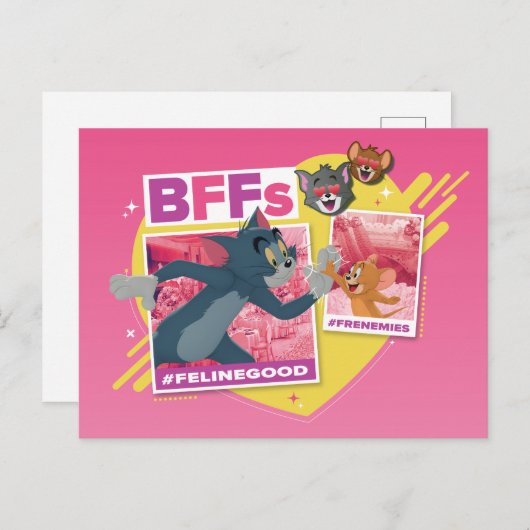 Tom & Jerry BFFs写真絵文字コラージュ ポストカード (正面/裏面)