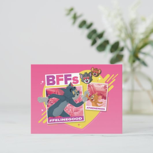 Tom & Jerry BFFs写真絵文字コラージュ ポストカード (スタンド正面)
