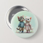 Tom & Luna Button Pin, Cute Cat Couple Pin 缶バッジ (正面&裏面)