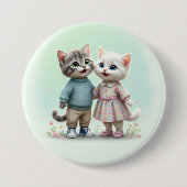 Tom & Luna Button Pin, Cute Cat Couple Pin 缶バッジ (正面)