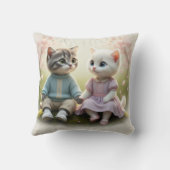 Tom & Luna Cat Pillow Cover, Cute Cat Cushion クッション (裏面)