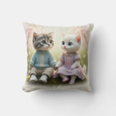 Tom & Luna Cat Pillow Cover, Cute Cat Cushion クッション (正面)