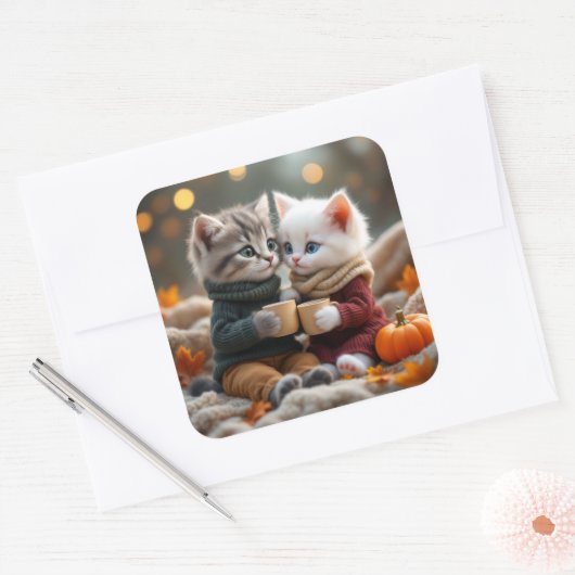 Tom & Luna – Cozy Pumpkin Hug スクエアシール (封筒)