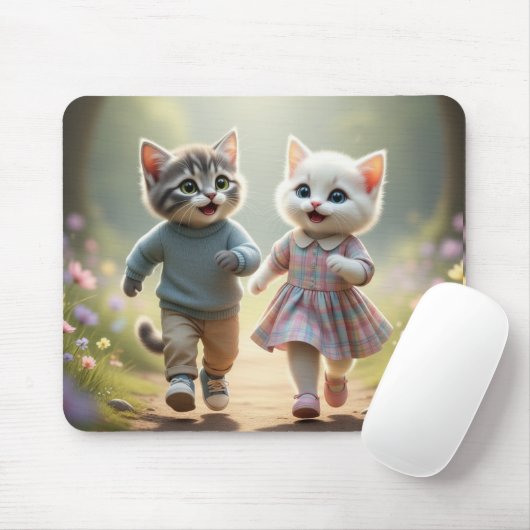 Tom & Luna Mouse Pad, Cute Cat Desk Mat マウスパッド (マウス)