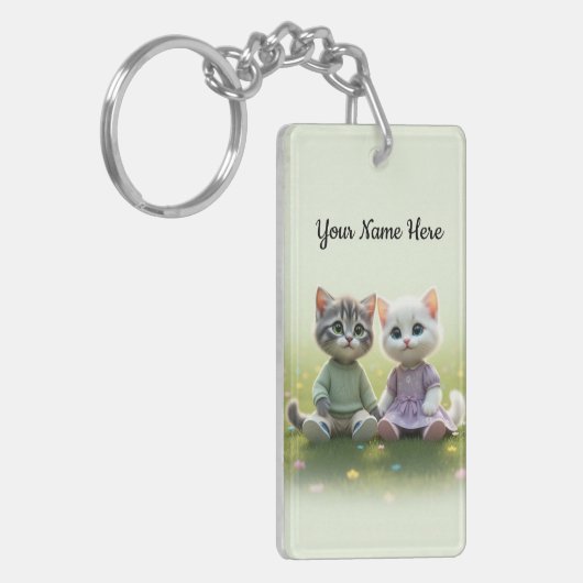 Tom & Luna Personalized Keychain, Custom Name Cat キーホルダー (正面左)