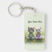 Tom & Luna Personalized Keychain, Custom Name Cat キーホルダー (正面)