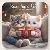 Tom & Luna’s Adventures™ – “Paws, Sip & Relax” Coa コースター (正面)