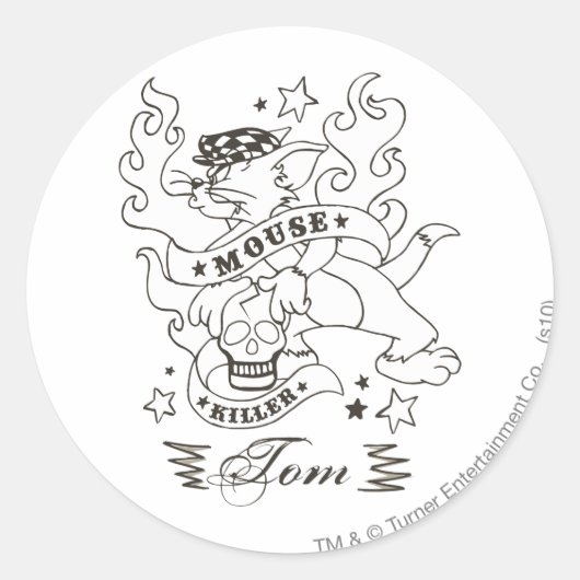 Tom Mouse Killer Tattoo 1 ラウンドシール (正面)