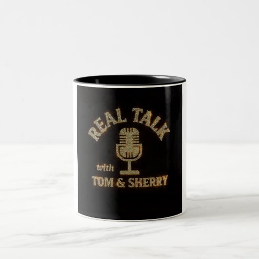 Tom & SherryのReal Talkポッドキャスト コーヒーマグ ツートーンマグカップ (中央)