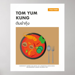 Tom Yum Kung, Spicy Thai Food Travel Art ポスター