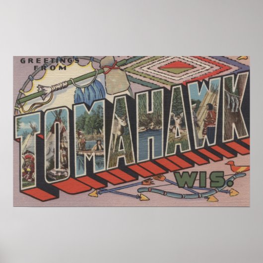 Tomahawk, Wisconsin – 大きな文字のシーン ポスター (正面)
