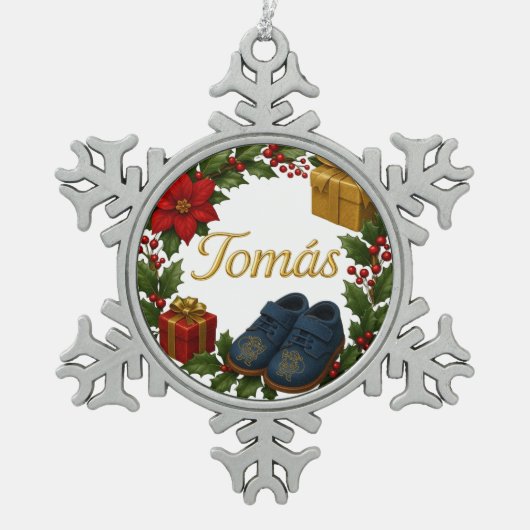 Tomás Baby’s First Christmas Snowflake Ornament スノーフレークピューターオーナメント (正面)