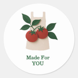 Tomato Apron Sticker — Custom Name Option | Food  ラウンドシール