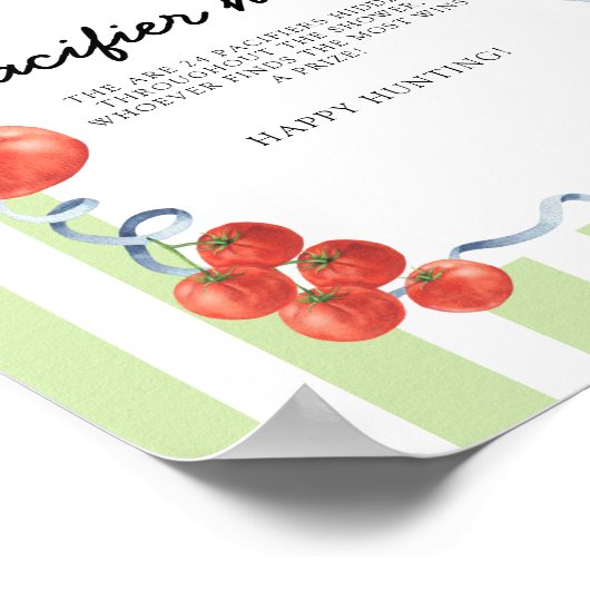 Tomato Baby shower Pacifier hunt ポスター (角)