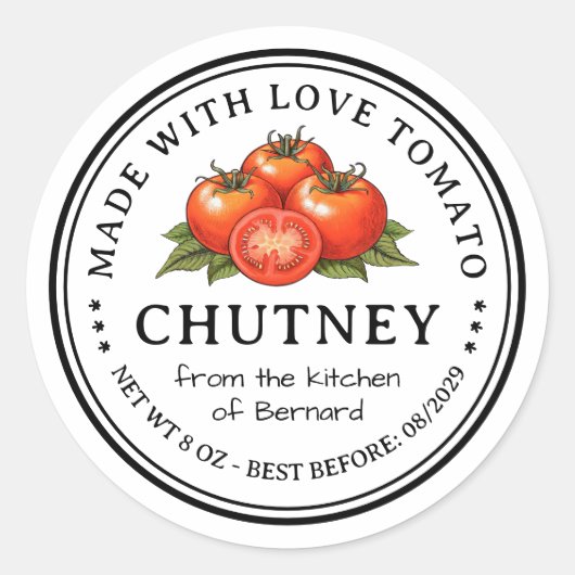Tomato Chutney Preserve Label ラウンドシール (正面)