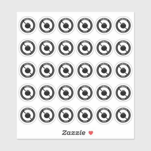 Tomato Free Wedding Place Card Mini Food Allergy シール (シート)