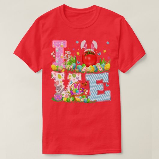 Tomato Fruit Easter Egg Hunt Funny Love Tomato Eas Tシャツ (デザイン正面)