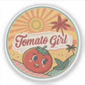 Tomato Girl Summer | Retro Fruit Summer Sticker シール (正面)
