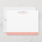 Tomato Modern Open Hearts Striped Note Card ノートカード (正面)