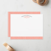 Tomato Modern Open Hearts Striped Note Card ノートカード (正面/裏面インサイチュ)